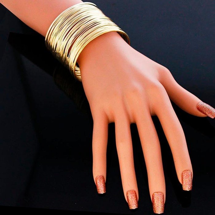 AutumnFall(TM) Fashion Women's Exaggerated Gypsy Plated gold bangles jewelry (Gold)