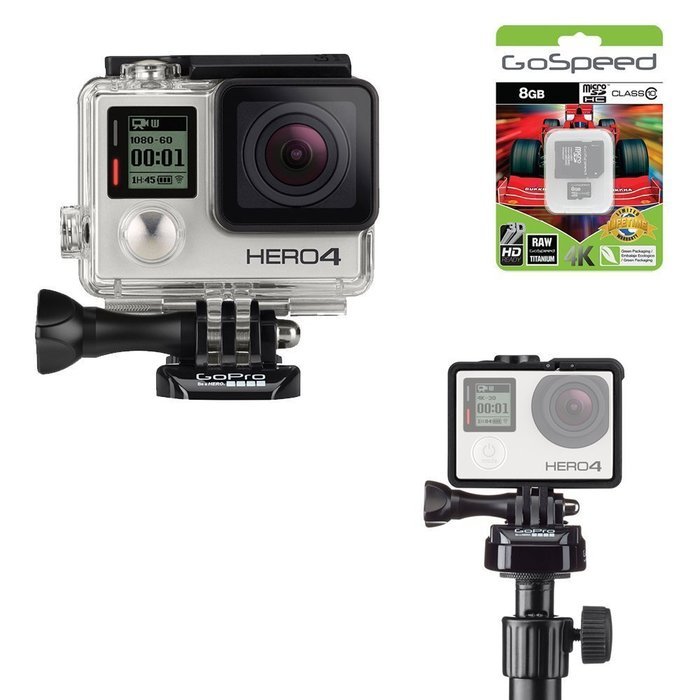 GoPro Hero4 Hero 4 12MP Full HD 4K 30fps 1080p 120fps Built-In Wi-Fi Waterproof Wearable Camera Black Adventure... N72