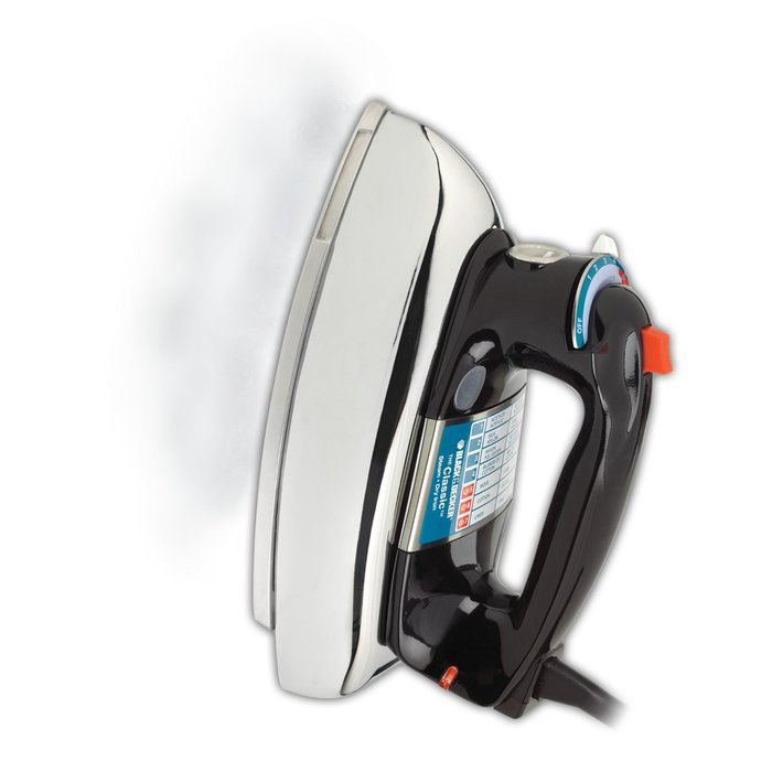 BLACK+DECKER F67E Classic Iron with Aluminum Soleplate, Black/Silver