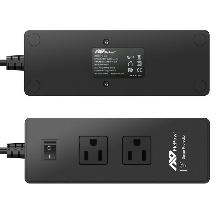 FlePow Portable Power Strip Surge Protector Travel Charger with 2 AC Plugs and 4 USB Charger Ports for iPhone,... N18
