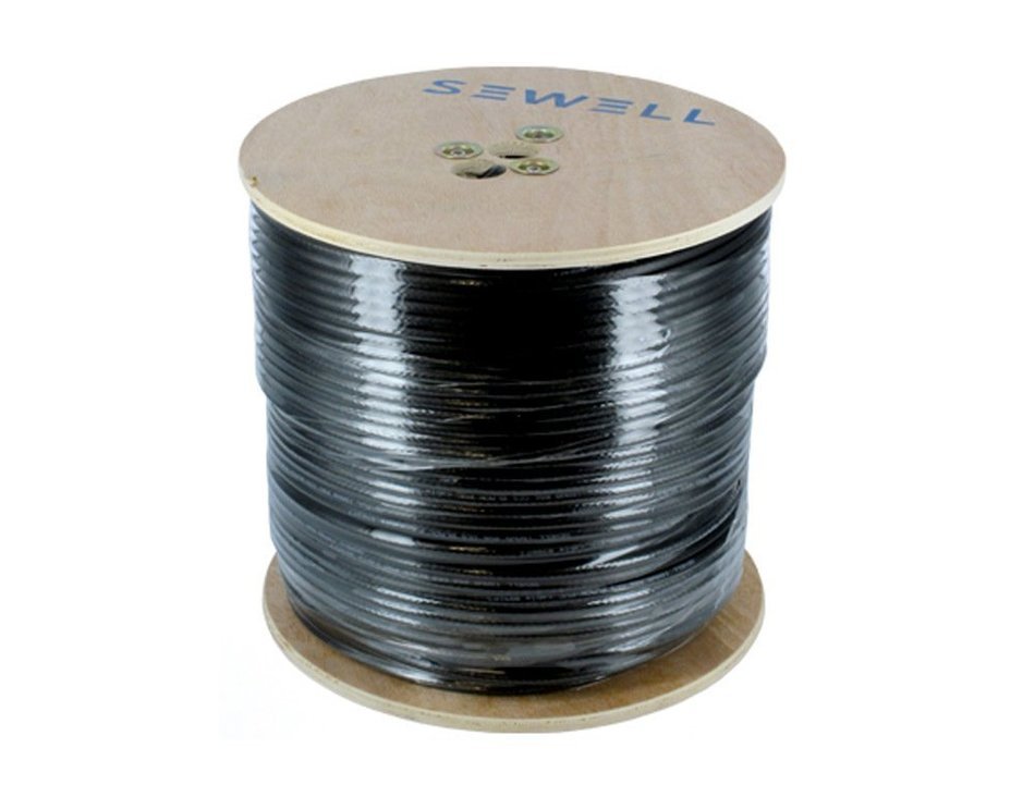 Sewell Direct SW-30082 RG59 Bulk Cable, CCS, Black, 95% Braid, Dual Shielding, 1000' Spool