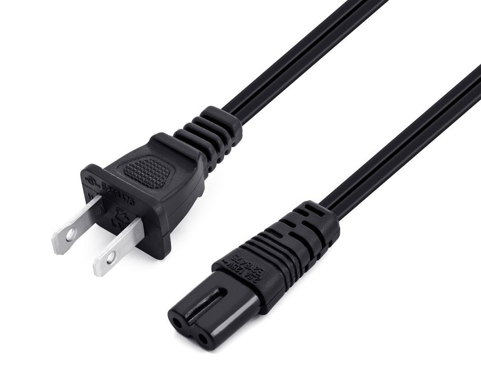 Aurum Cables UL Approved 15 Feet Slot Power Cord ,2 Prong Figure 8 Power Cord Non Polarized Power Cable NEMA 1... N2