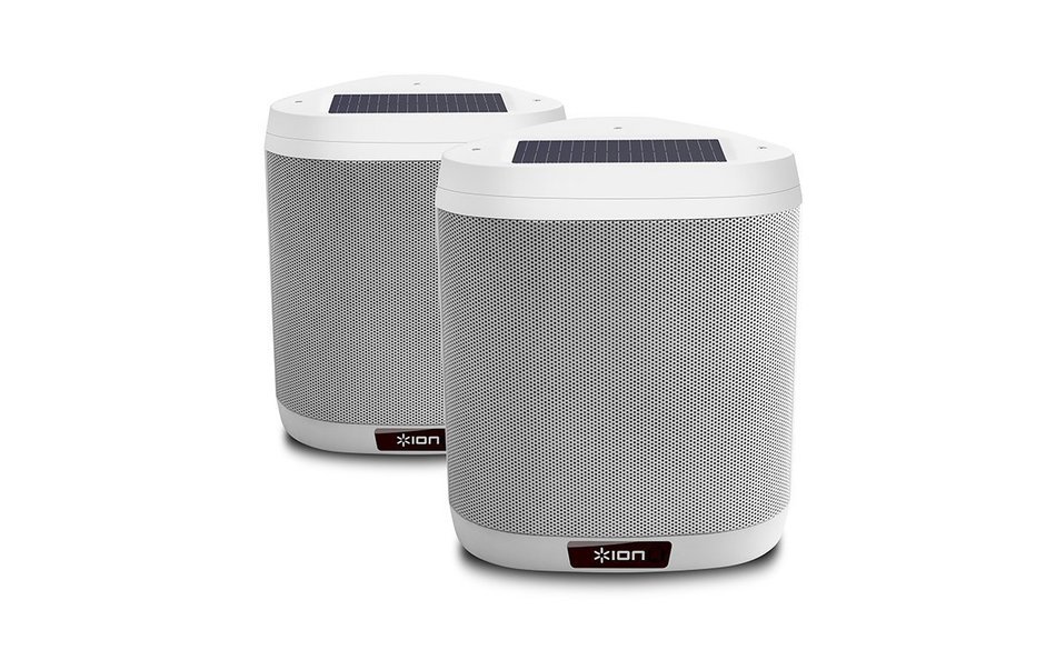 ION Audio Keystone | Mountable Wireless Solar-Rechargeable Outdoor Stereo Speakers with Remote Control (Pair) N2