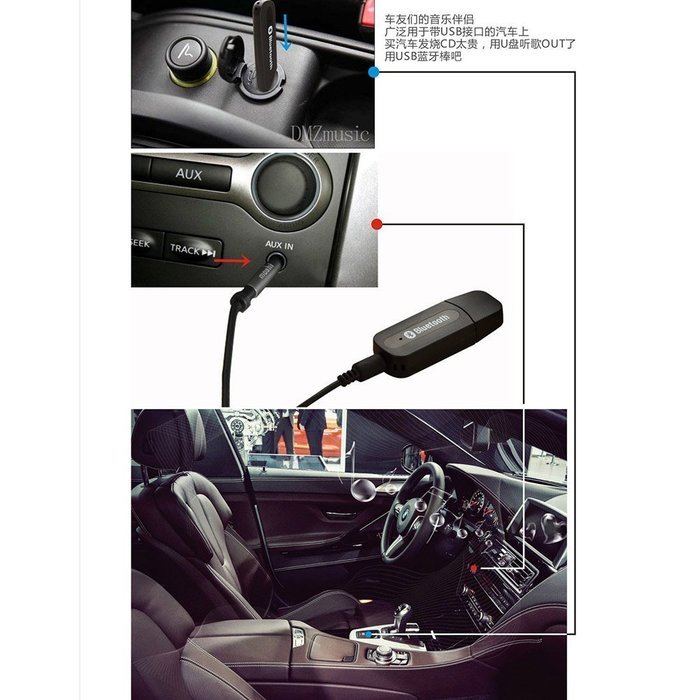 ESHOWEE 3.5mm Wireless Bluetooth AUX Audio Stereo Receiver Adapter Black