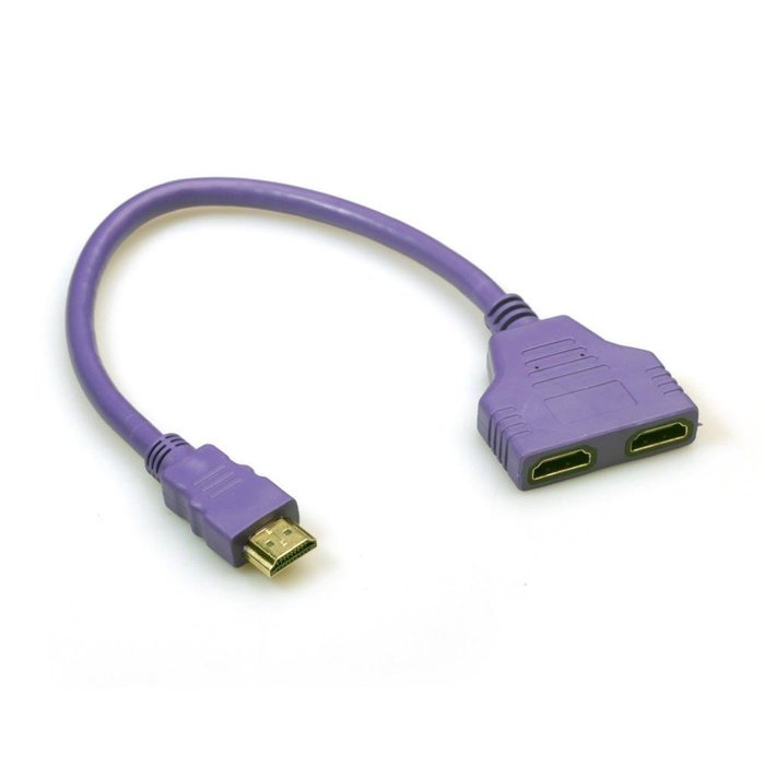 GBSELL HDMI 1 to 2 Split Double Signal Adapter Convert Cable for Video TV HDTV Purple N2