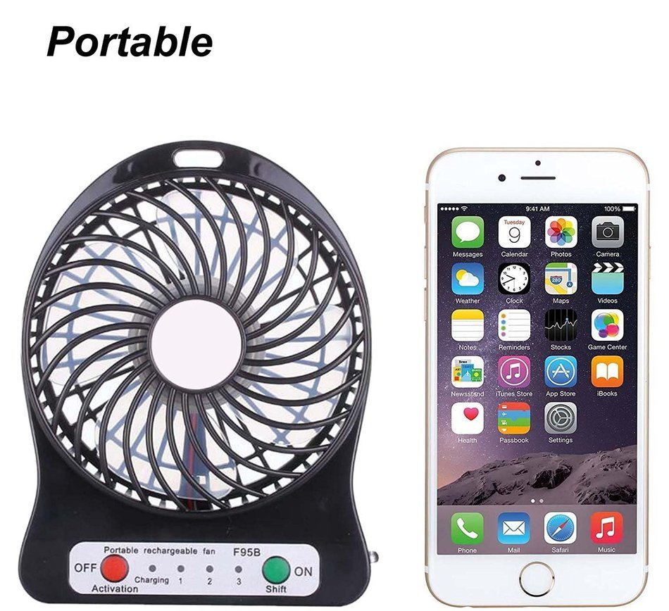 ANLENG 4-inch Mini Rechargeable Portable Fan (Black) N3