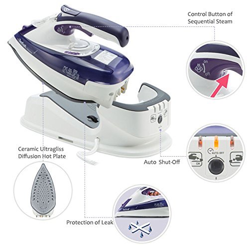 220~240v/ Tefal Fv9990 250ml Purple Free Move Cordless Steam Iron Homeware 387