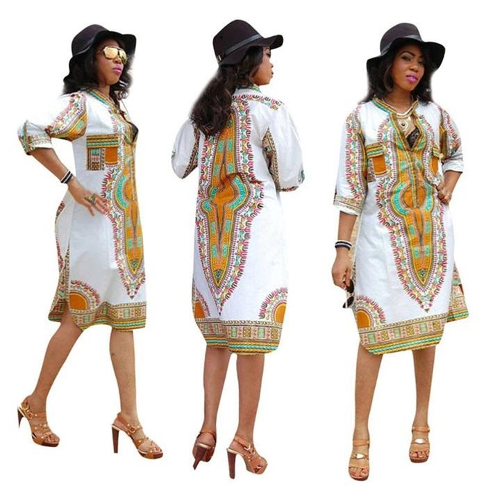 Women Dress,Haoricu Women Cloak African Print Dress Casual Straight Long Sleeve Dresses