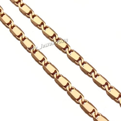 Real 24K Yellow Gold Filled Solid Cuban Curb Chain Mens Necklace 19.6 Inch 3mm N4