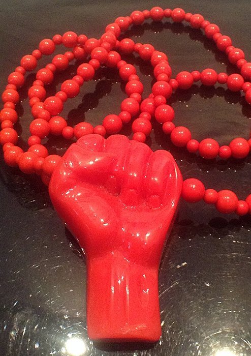 Limited edition Hand made "Power to the people" pendent beads necklace