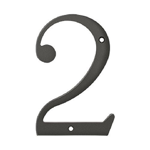 Deltana RN6-2U10B Solid Brass 6-Inch House Number 2 Board by Deltana