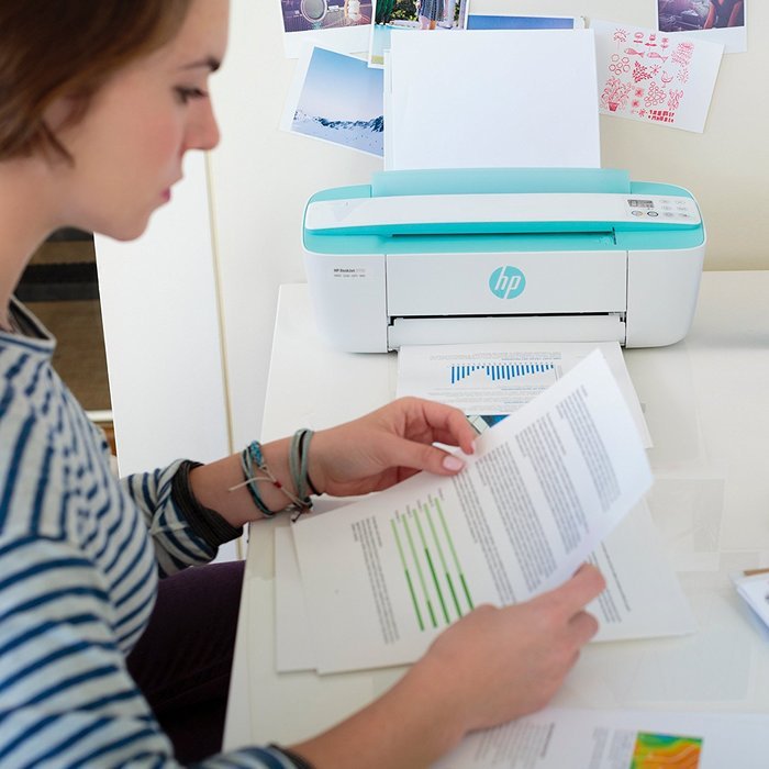 HP DeskJet 3755 Compact All-in-One Photo Printer with Wireless & Mobile Printing, Instant Ink ready - Blue Accent... N24
