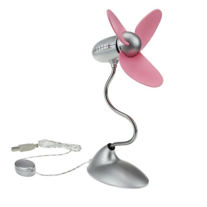 Starsource USB Foldable Portable Three Fan Blade Mini Desktop Fan With ON/OFF Switch ( Pink )