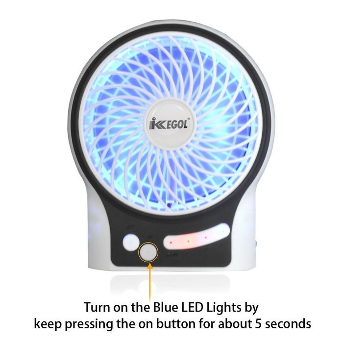 iKKEGOL Mini Portable Wireless Rechargeable Super Strong Wind Desk Fan W/ Rechargeable Battery - 3 Mode Wind Speed... N48