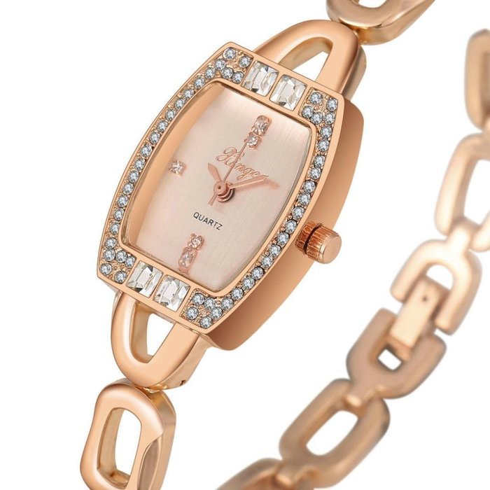 AutumnFall Women's Swarovski Crystal Accented Gold-Tone and Black Bangle Watch with Bracelet Set (609GB) N12
