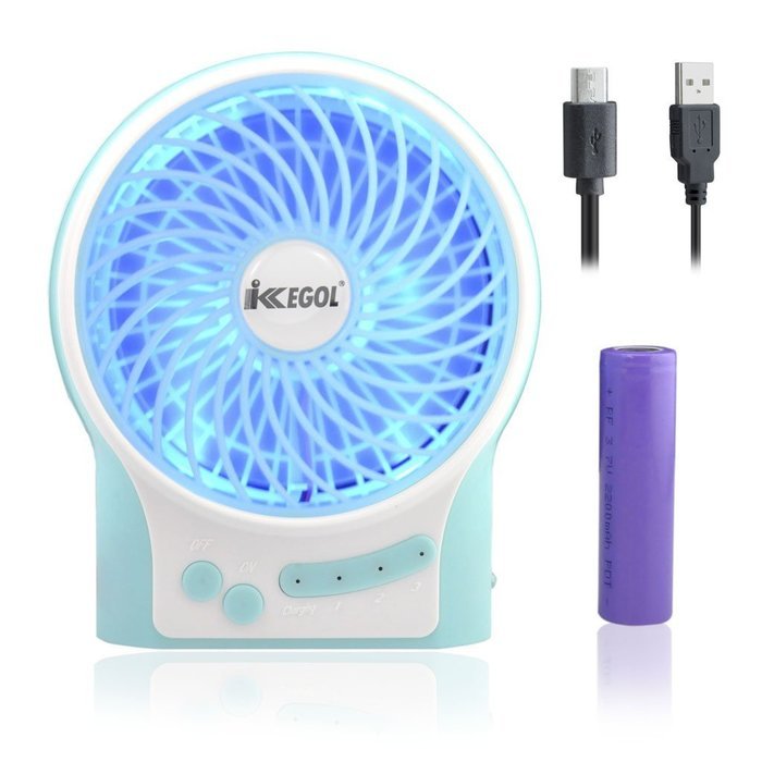 iKKEGOL Mini Portable Wireless Rechargeable Super Strong Wind Desk Fan W/ Rechargeable Battery - 3 Mode Wind Speed... N49