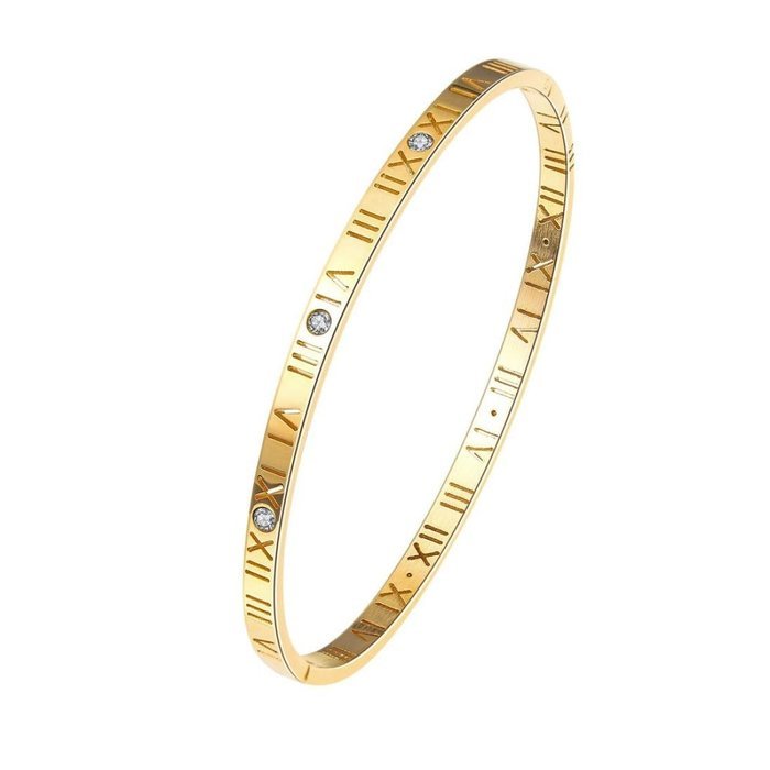 AutumnFall Women's Swarovski Crystal Accented Gold-Tone and Black Bangle Watch with Bracelet Set (609GB) N15
