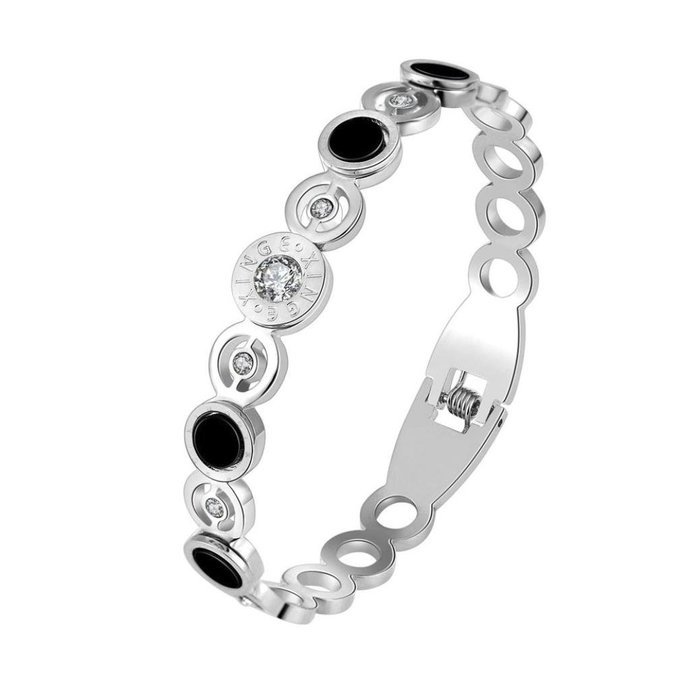 AutumnFall Women's Swarovski Crystal Accented Gold-Tone and Black Bangle Watch with Bracelet Set (609GB) N16