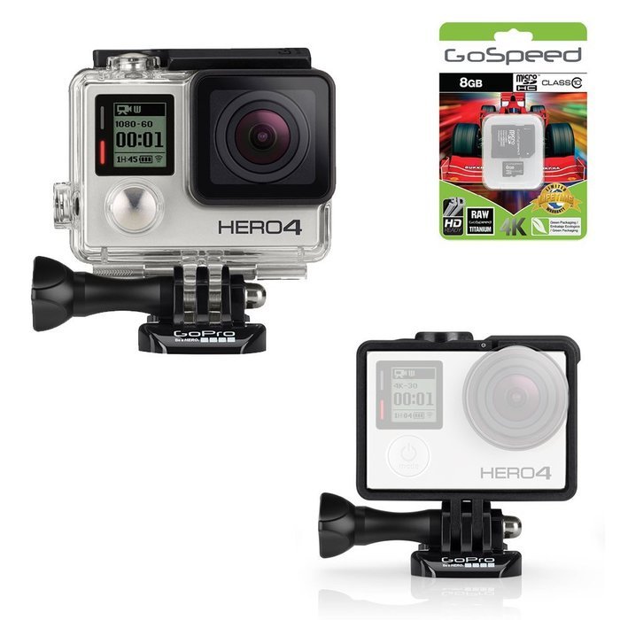 GoPro Hero4 Hero 4 12MP Full HD 4K 30fps 1080p 120fps Built-In Wi-Fi Waterproof Wearable Camera Black Adventure... N88