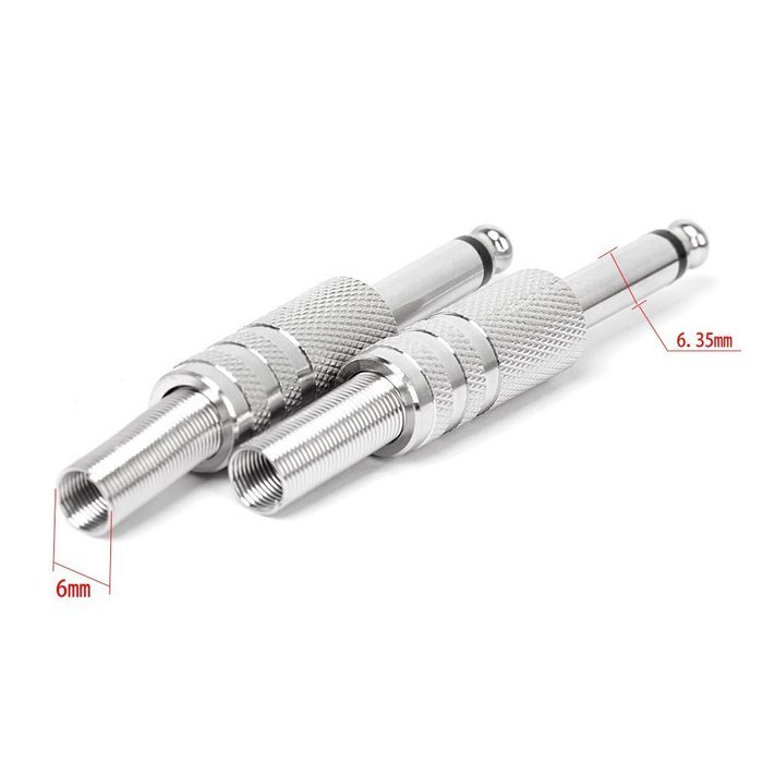 6.35mm Microphone Input Audio Output Plug Silver N3