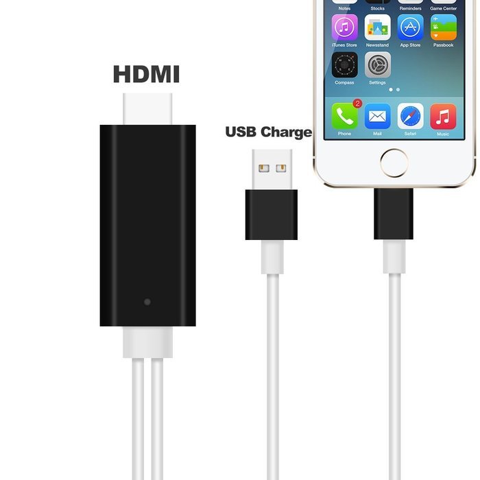 8pin HDMI Adapter AV Cable HDTV AUDIO for iPhone SE/5/5S/6/6S Plus Support HD 1080P Connect TV and Car,6ft(Silver) N12