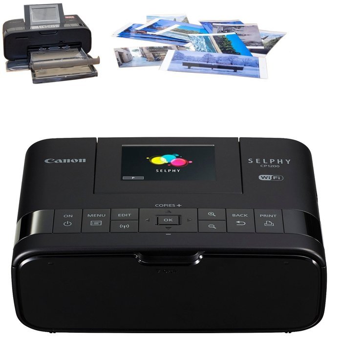 Canon Selphy CP1200 Wireless Color Photo Printer (Black) + Canon KP-108IN Color Ink Paper Set (Produces up to... N14