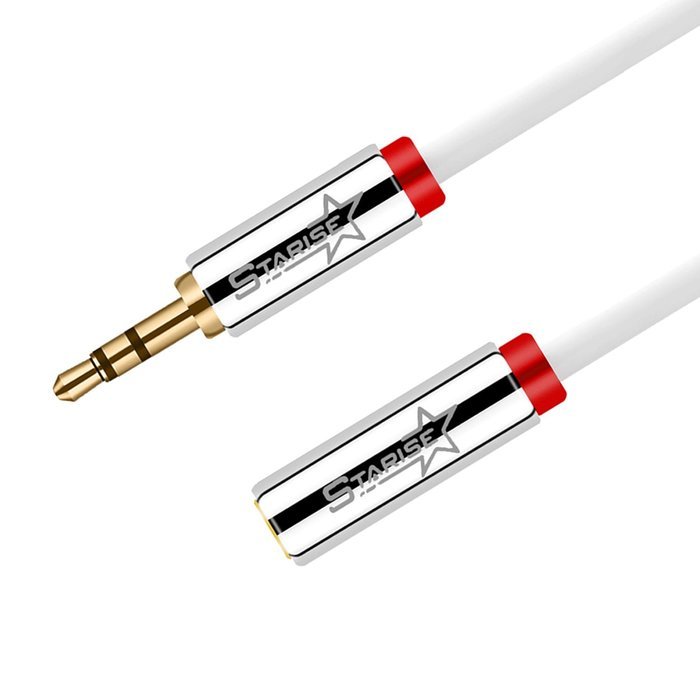 Starise 2 Pack Aux Cable Male to Female 2 Feet- 3.5mm Stereo Audio Extension Cable - Gold Plated Step Down Design... N5