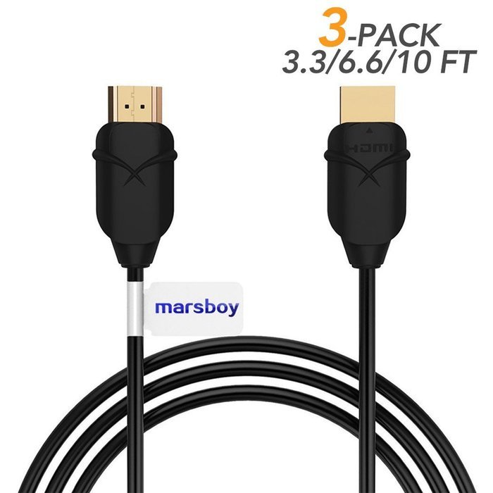 High Speed HDMI Cable - 3 Pack Gold Plated HDMI Cables (3.3ft + 6.6ft + 10ft) Newest v2.0 HDMI Cable with Ethernet...