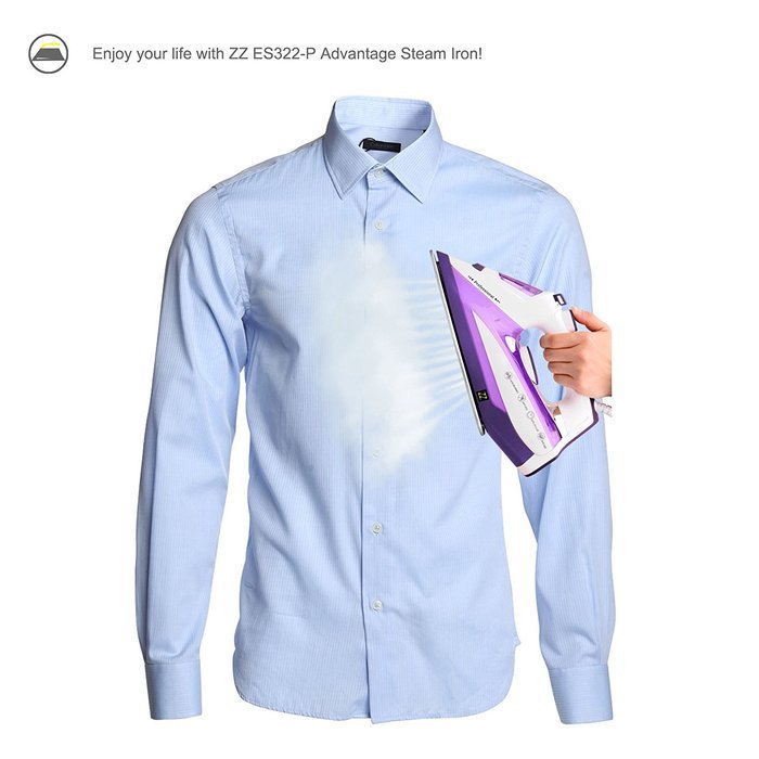 ZZ ES322-P 1500-Watt Steam Iron with Stainless Steel Soleplate, Purple N7