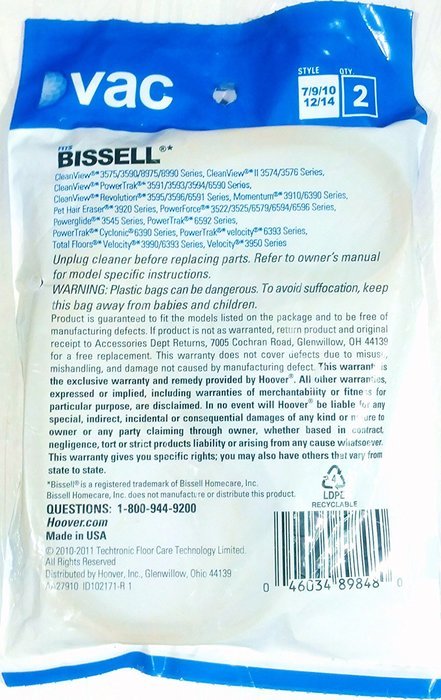 Bissell Vacuum Style 7, 9 , 10, 12, 14 Belt N2