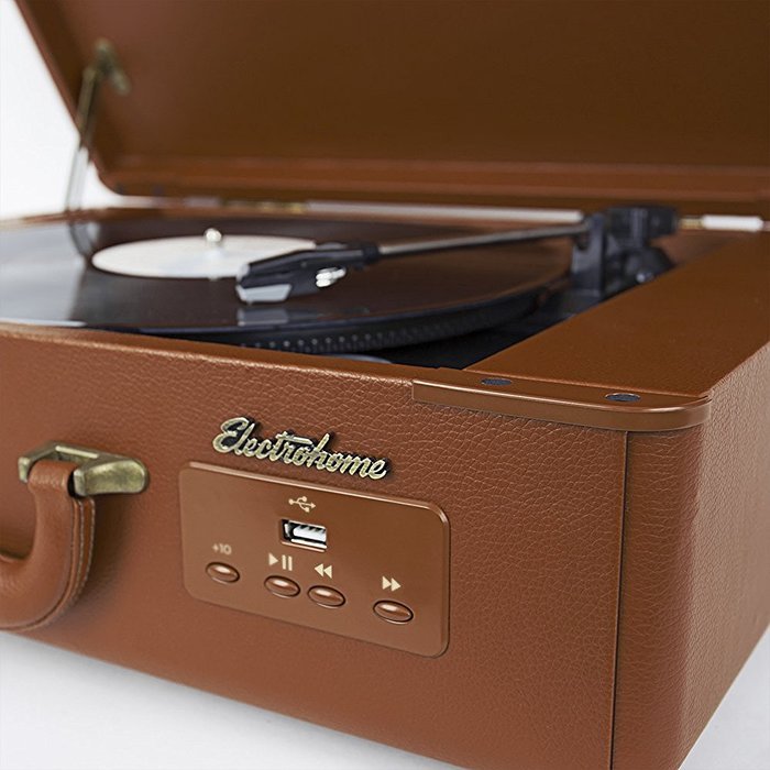Electrohome Archer Vinyl Record Player Classic Turntable Stereo System with Built-in Speakers, USB for MP3s, Headphone... N4