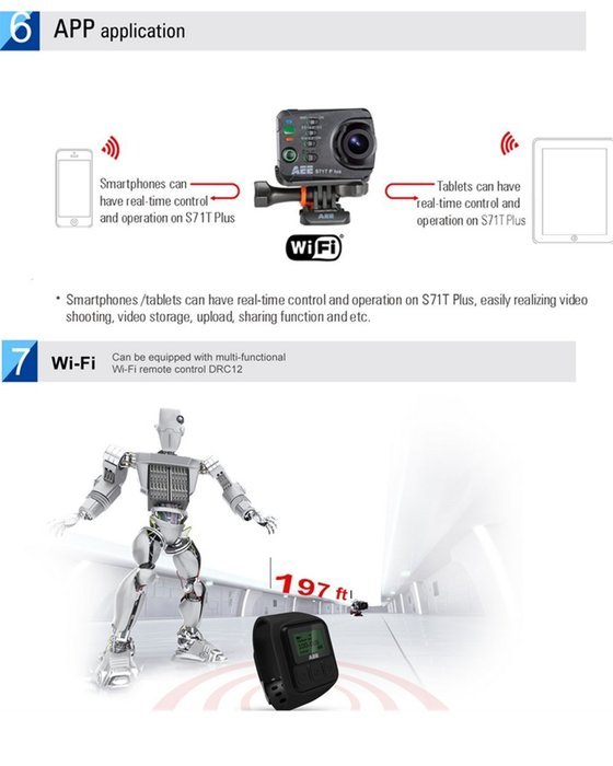 Boblov AEE Technology Action Cam S71 4K 1080P 16MP Slim Body Wi-Fi Waterproof Wireless Action Camera with 2.0-... N7
