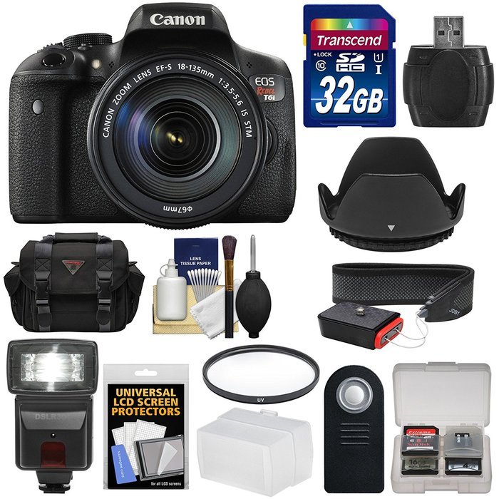 Canon EOS Rebel T6i Wi-Fi Digital SLR Camera & EF-S 18-135mm IS & 55-250mm IS STM Lens with 32GB Card + Case +... N5