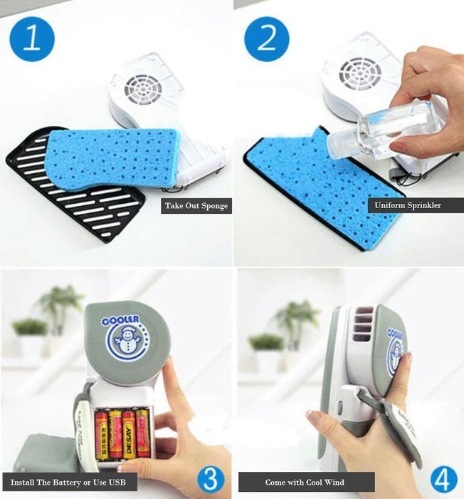 LOHOME&reg; Handy Cooler Small Fan, Mini-Air Conditioner High Quality Portable Speed Adjustable Fan Runs on Batteries...