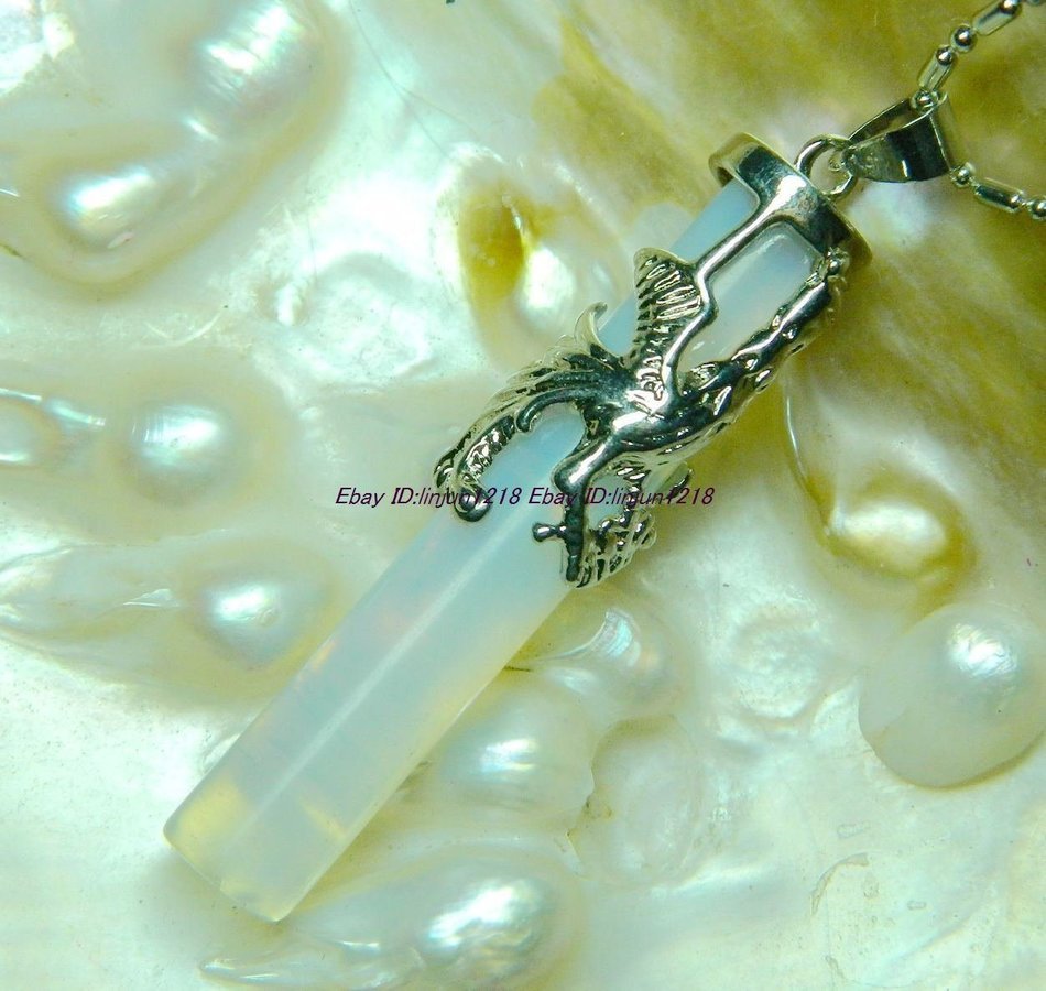 Rare Phoenix pattern Sri Lanka Moonstone Cylinder Pendants 17&lsquo;&rsquo;