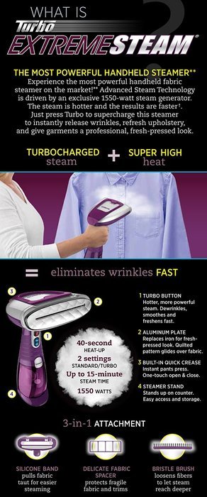 Conair Turbo Extreme Steam Hand Held Fabric Steamer with BONUS Travel Fabric Shaver
