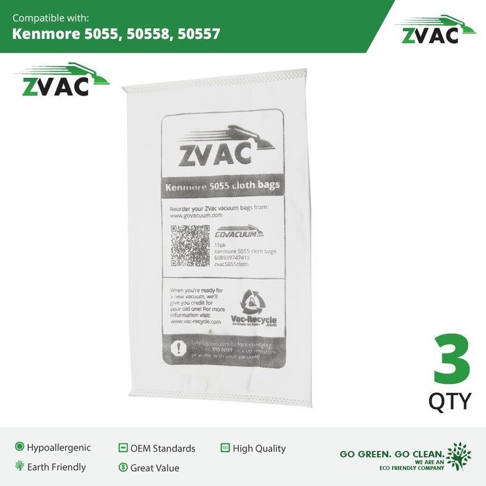15 Microlined Kenmore Canister Allergen Cloth Vacuum Bag Designed to Fits Kenmore Canister Type C, 5055, 50558... N2