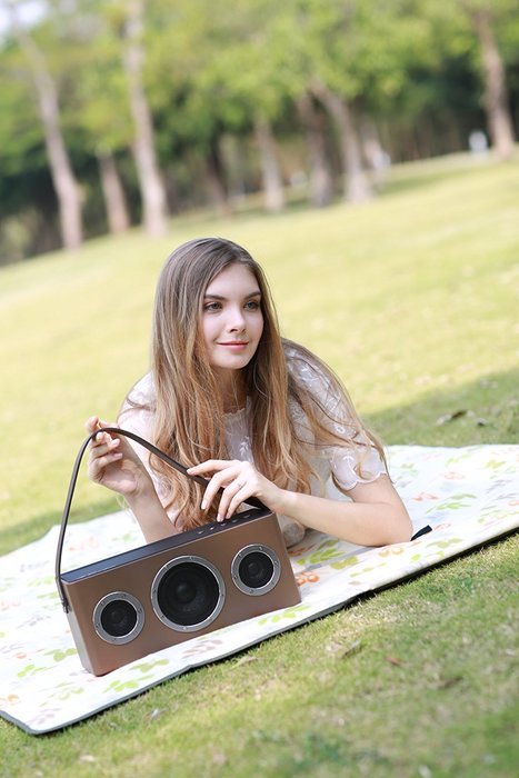 [Apple MFI Certified] GGMM M4 Leather Wireless Wi-Fi/Bluetooth/Multi-Room Play Speaker w/Rechargeable Battery... N17