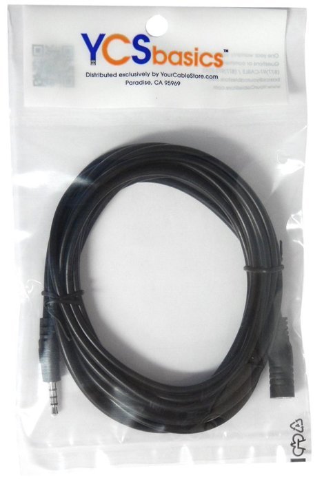 YCS Basics 12 foot 3.5mm male / female 4 conductor (3 ring cable) N3
