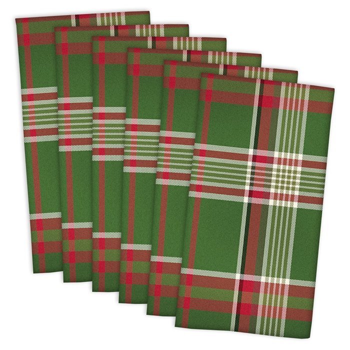DII Christmas Holiday Holly Jolly Plaid Napkin, Set of 6 N4