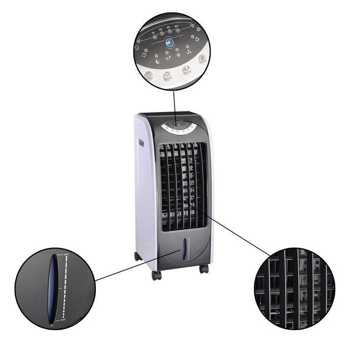 Koval Inc. 65w Portable Remote Control Evaporative Air Cooler Fan Humidifier w 6L Tank (65 W, Gray)