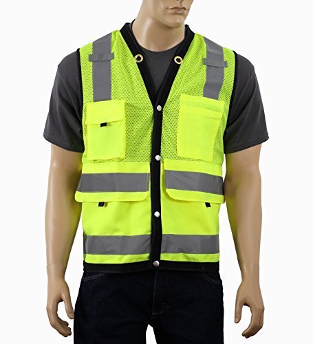 Surveyor Vest Class 2 with Back Pocket Safety Depot Hi Vis Reflective Breathable Mesh (Lime, 3XL) by 2W
