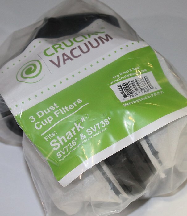Crucial Vacuum 3-Piece Dust Cup Filters for Shark Hand Vac Models