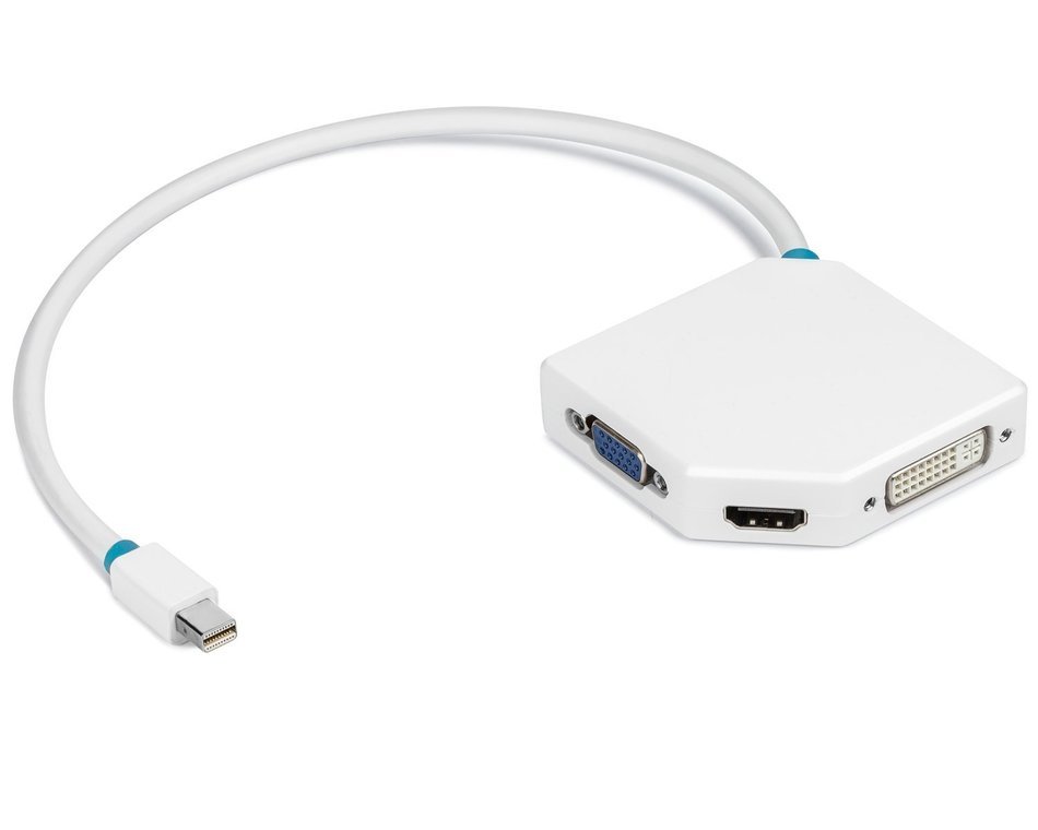Aurum Cables Mini DisplayPort to HDMI + DVI + VGA Female Cable - 3 Pack Cable with 3 Piece Cable Ties - 1 Feet N7