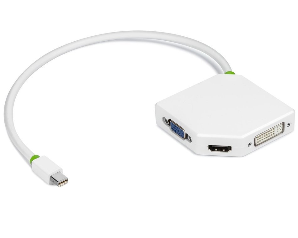 Aurum Cables Mini DisplayPort to HDMI + DVI + VGA Female Cable - 3 Pack Cable with 3 Piece Cable Ties - 1 Feet N8