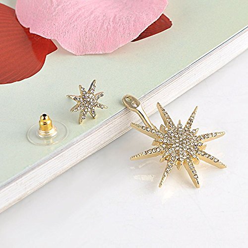 Rhinestone Crystal Lady Women 1 Pc Dangle Gold Earrings Star Ear Stud Earring