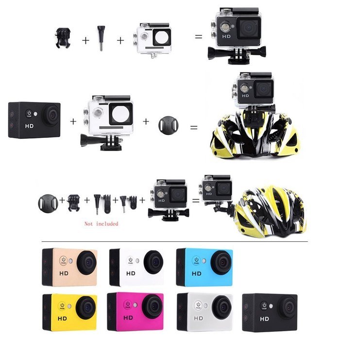 Andoer A7 HD 720P Sport Mini DV Action Camera 2.0" LCD 90&deg; Wide Angle Lens 30M Waterproof N45