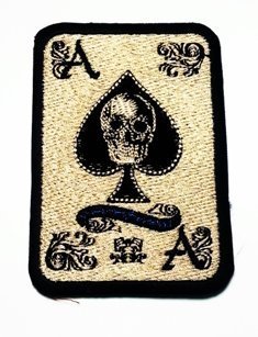 ACE of Spades Death Card Vitenam Military Biker Skull Iron on Embroidered Patch By Moodbeat Shop