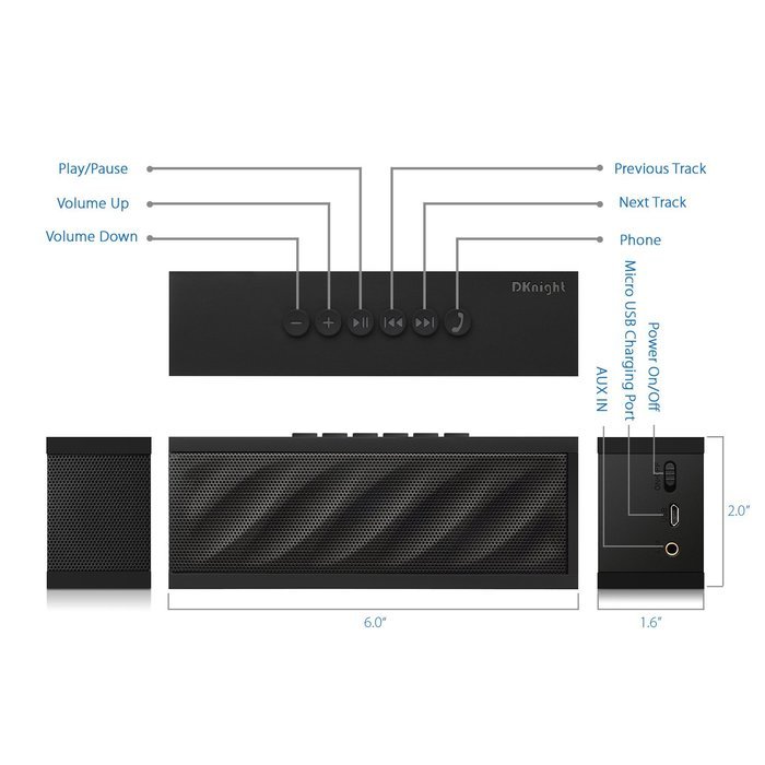 DKnight MagicBox II Bluetooth 4.0 Portable Wireless Speaker, 10W Output Power with Enhanced Bass, Build in Microphone... N12