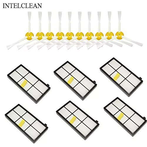 INTELCLEAN Accessories For 3 Armed Side Brush and HEPA Filter Replacementfor iRobot Roomba 800&900 Series 870... N3